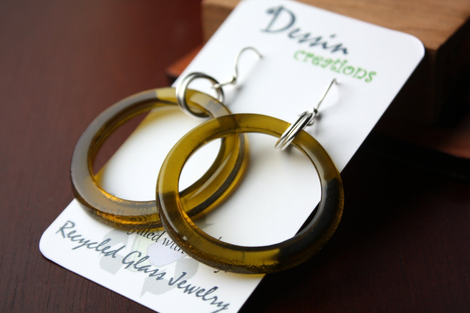 WINE Bottle Earrings Recycled Glass Earrings Sterling