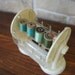 Vintage Thread Organizer Lucite Cream Sewing Box Craft Rotate Carousel Organize
