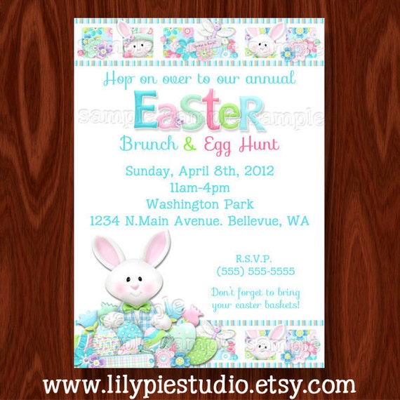 Easter Invitation Printable Digital File by LilyPieStudio on Etsy