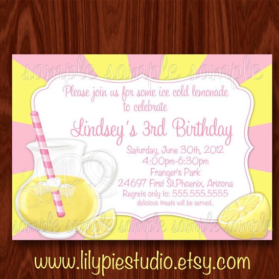 Pink Lemonade Splash Invitation PRINTABLE DIGITAL FILE Il_570xn