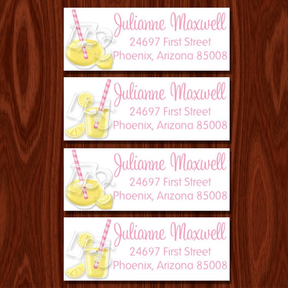 items similar to pink lemonade return address labels printable pdf file