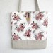 Roses Patterned Tote Bag - beach bag - shopper - large - shabby chic