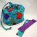 Coffee Break reversible drawstring project bag and matching dpn pouches