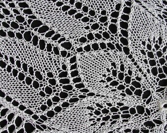 Hand Knitted Lace Cotton oval runner, throw, centerpiece, "Laura", Free Shipping