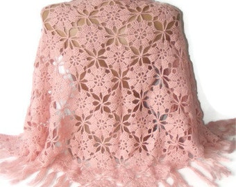 Tea rose Crochet Shawl Scarf Winter Accessories Women Wrap