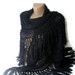 hand crocheted shawl,black shawl,winter,best mohair yarn,silver gilt rope crochet,fashion gift for her,Valentine's Day gift