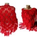 crochet shawl, hand - crocheted shawl, red, shawls with handmade flowers, fashion women accessories
