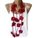 Valentines day,Crochet Red Flower Lariat Scarf,Fashion Flower Scarves,Necklace,crocheted scarves