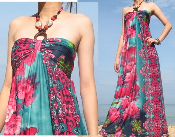 Long Maxi Dress Beautiful Floral Sundress by myuniverse on Etsy