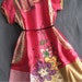 Women Shirt Top Caftan Kaftan Tunic With Two Pockets Pink Floral Blouse/ Short Dress