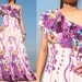 Purple Floral Evening Dress One Shoulder Maxi Dress Sundress / Wedding Bridesmaid Dress