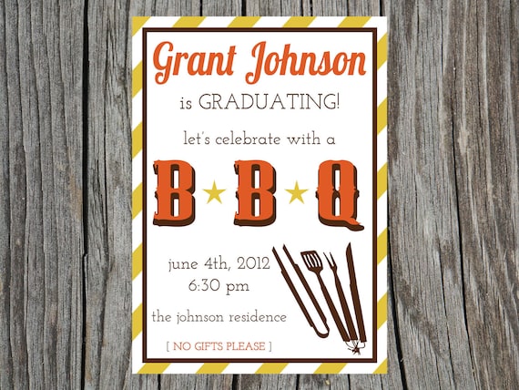 2013 Graduation Party Invitation Printable BBQ Barbecue Barbeque Il_570xn