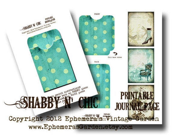 Download Shabby N Chic Journal Pocket and Tags printable journal kit