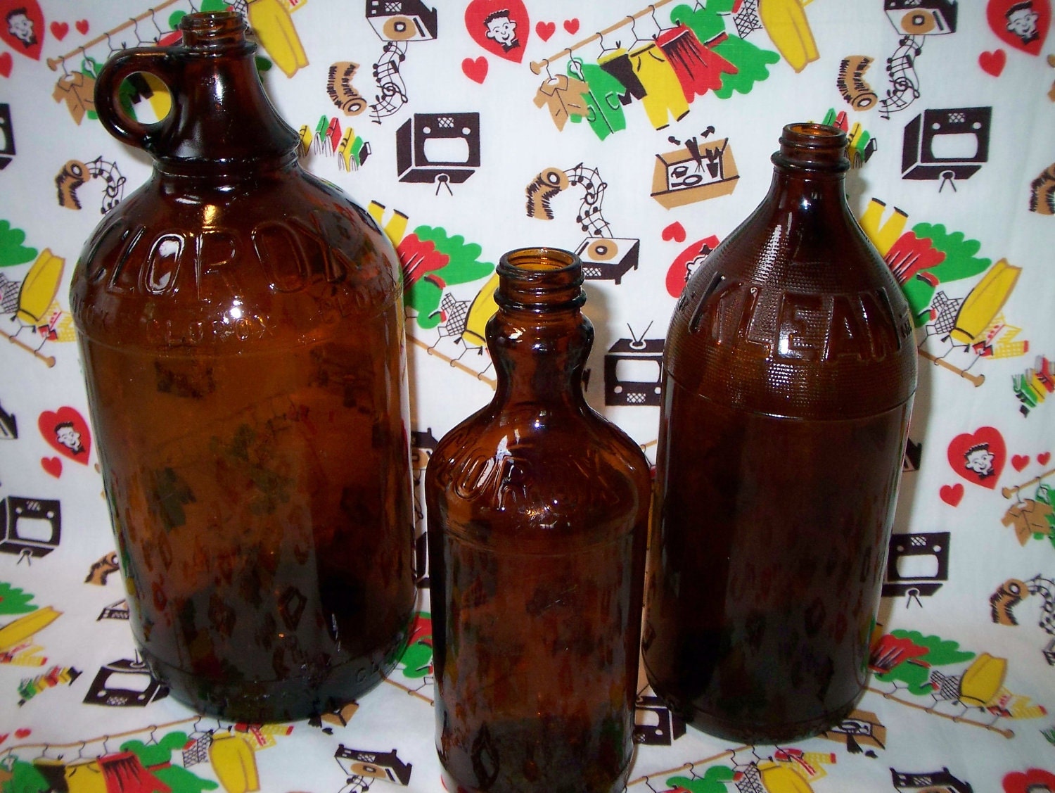 Vintage Brown Bleach Bottle Collection