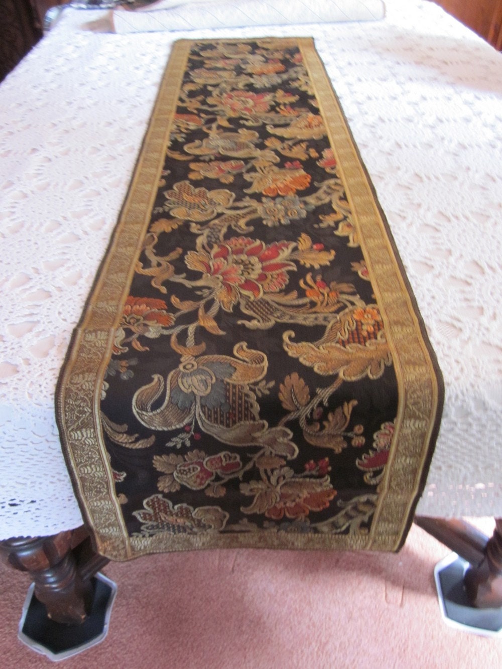 Elegant Oriental Style Table Runner in Multi Colors with a