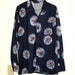 Blue 1970s Silky Polyester Disco/ Mod/ Hippie Shirt - Sz. 46 - Funky, Leisure, Pop Art, Abstract