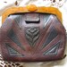 Bakelite and Tooled Leather Art Deco Purse / Handbag - Tooled leather Purse