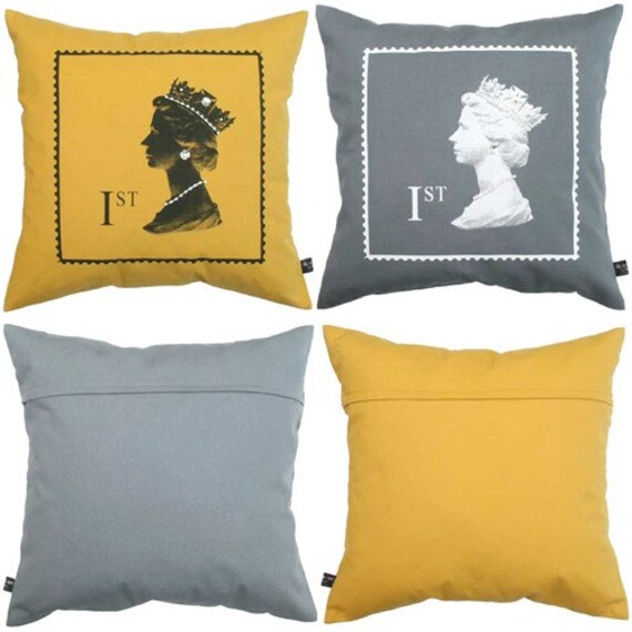 Items similar to Royal Queen Pillow Cover/Mustard or Gray on Etsy
