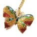 16K Gold Plated Enamel Butterfly Necklace