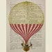 3 deers in air balloon- ORIGINAL ARTWORK Mixed Media, Hand Painted on 1920 Parisien Magazine 'La Petit Illustration'