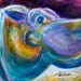 Hippopotamus Painting Original Art 13 x 10 Inches by Erika Johnson