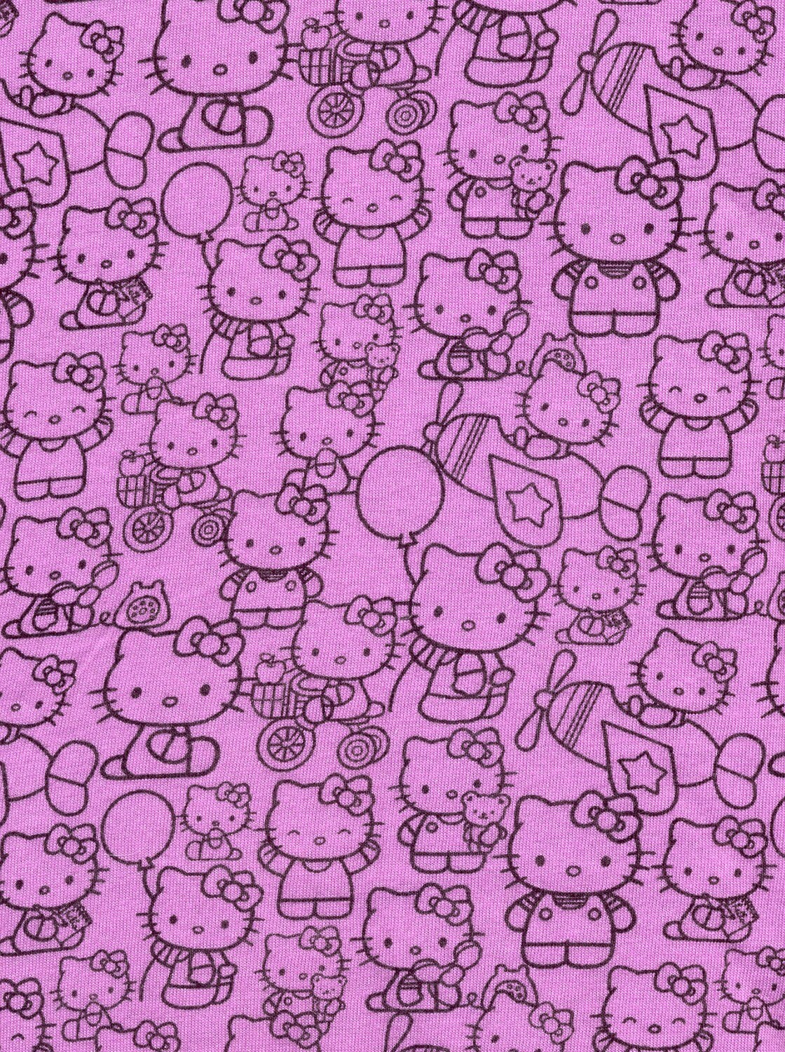 Hello Kitty Purple and Black Cotton knit fabric 1 yard