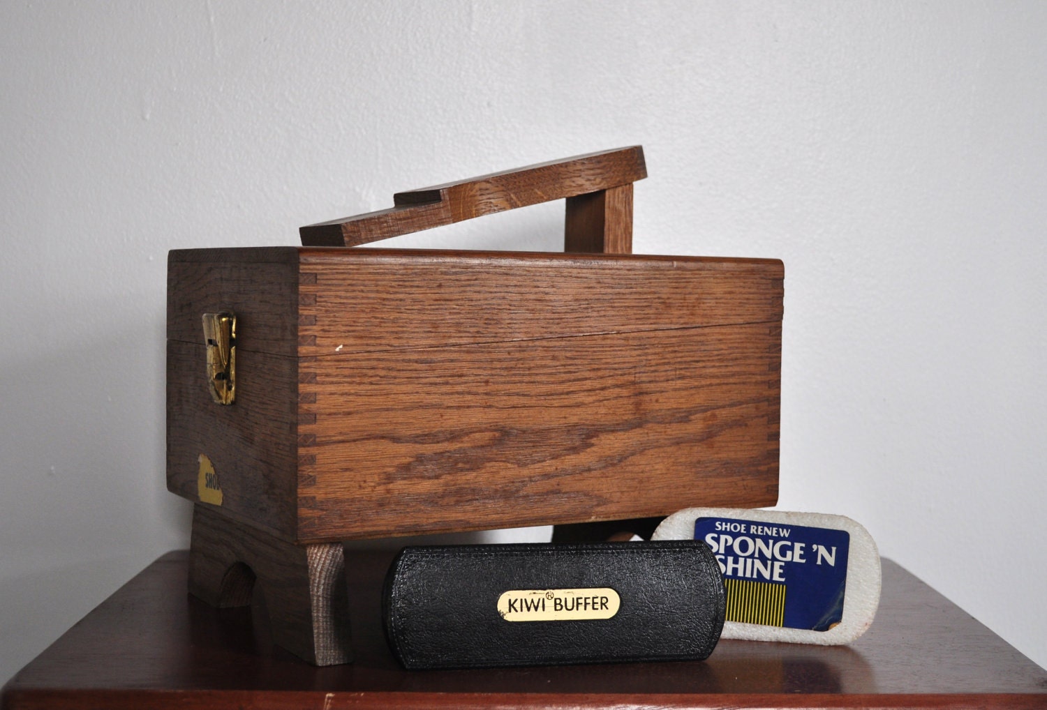 Vintage Shoe Shine Stand Shoe Shine Box with Brush