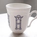 victorian window illustrations - san francisco architecture - vintage porcelain mug