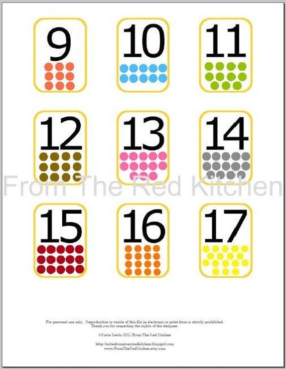 Number Flashcards 0-20 with math symbols PDF