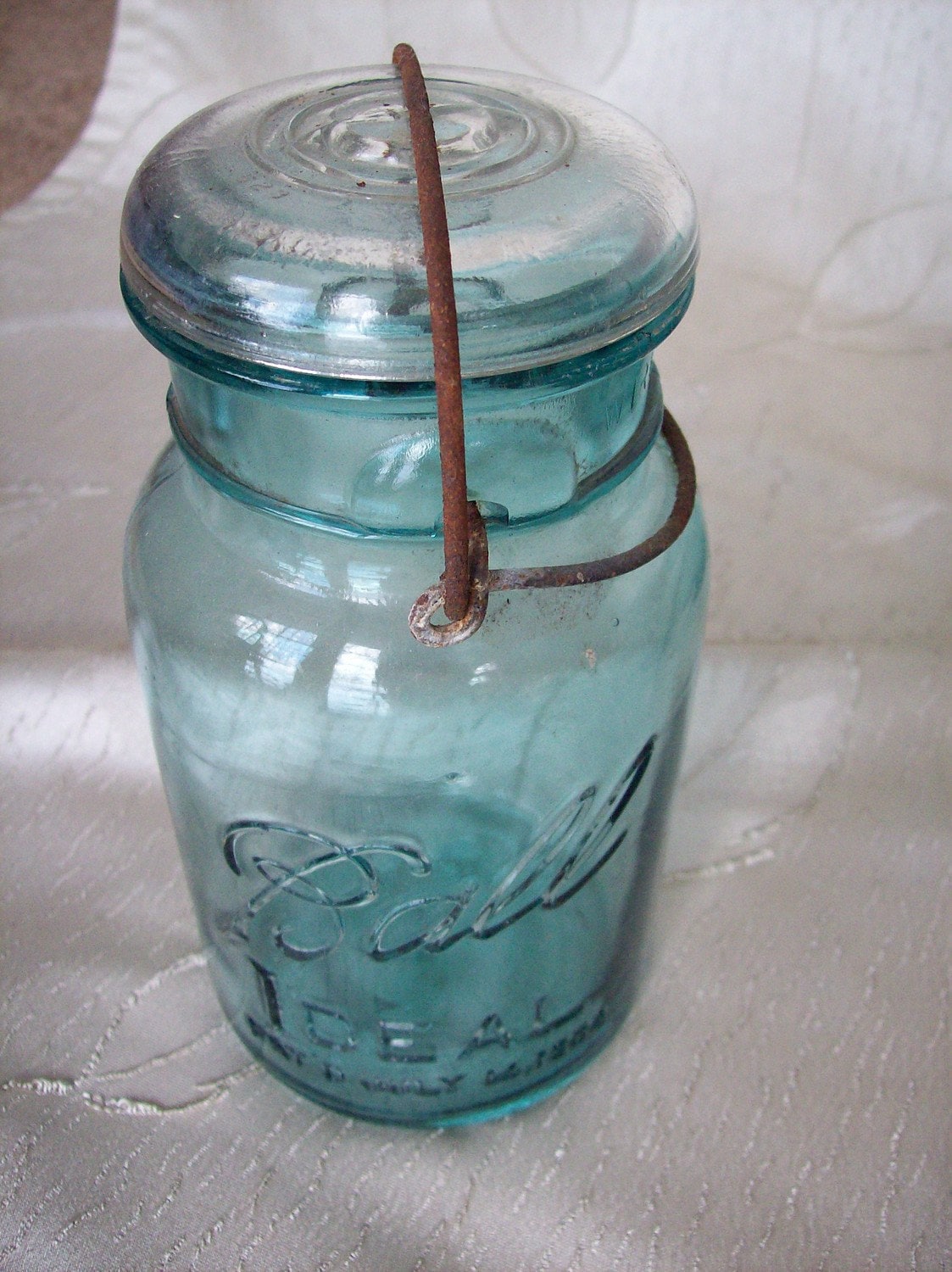 SALE Antique Blue Mason Jar Set With Holder   Il Fullxfull.216680941 