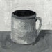 Small Coffee Cup Painting - Black and White Original Painting - Kitchen Art - Acrylic Painting Artwork