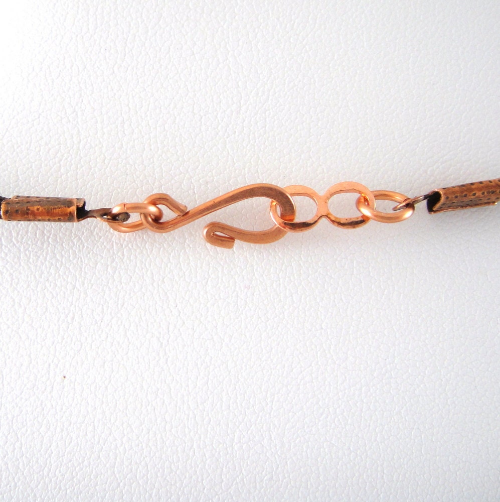 Copper and Nickel Necklace Riveted Flower on Leather