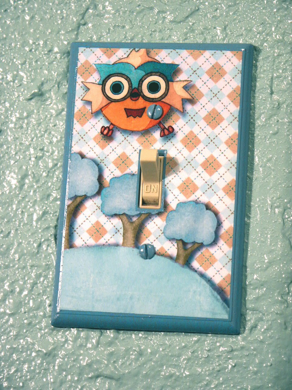 Owl nursery light switch plate cover baby decor for boys room