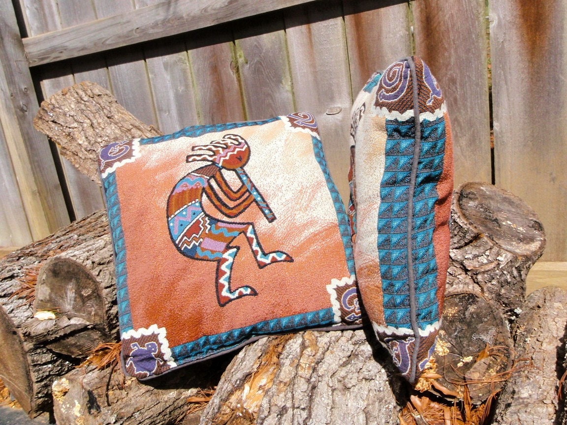 Southwestern Native American Couch Pillows Hopi Indian Flute