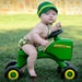 Newborn - 3 Month Diaper Cover & Necktie Outfit in John Deere Tan Plaid with Tractors Combines and Logos