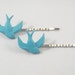 Set of 2 Blue Rockabilly Sparrows Hair Pins Accessories Barettes Swallow