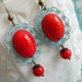 Earrings Vintage Retro Red & Blue Lace - Candy Apple Crush