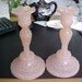 Rare PV France Portieux Vallerysthal Pink Candle Holders 1920s 1930s