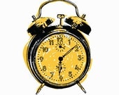Alarm Clock Art Print (Yellow) - Hand Printed