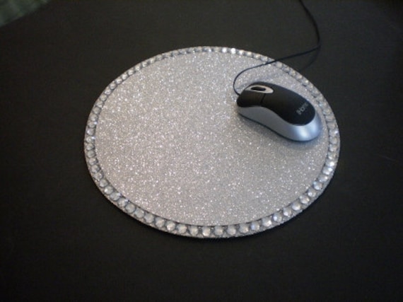 SILVER GLITTER & BLING Mousepad sparkling silver w/ clear