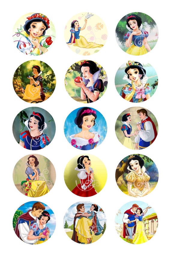 Items similar to Disney Princess Snow White 1 inch round digital images ...