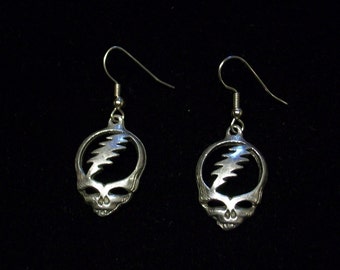 Grateful Dead Steal Your Face Earrings Sterling Silver