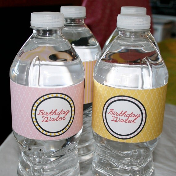 Water Bottle wraps in Yellow and Pink- digital file- print your own Il_570xn