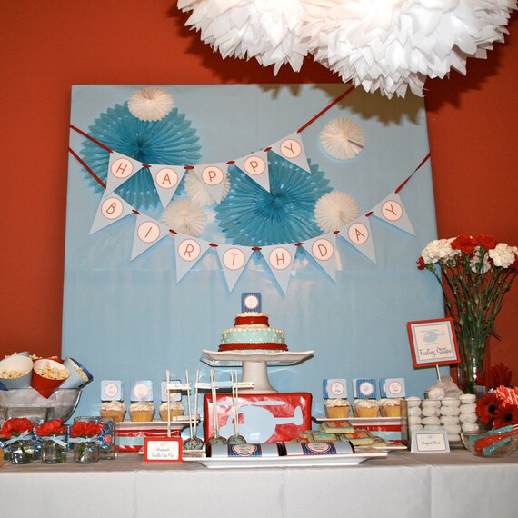 Helicopter Birthday Party- full collection- print your own Il_570xn