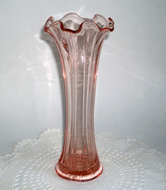 Pink Depression Glass Vase 1930s