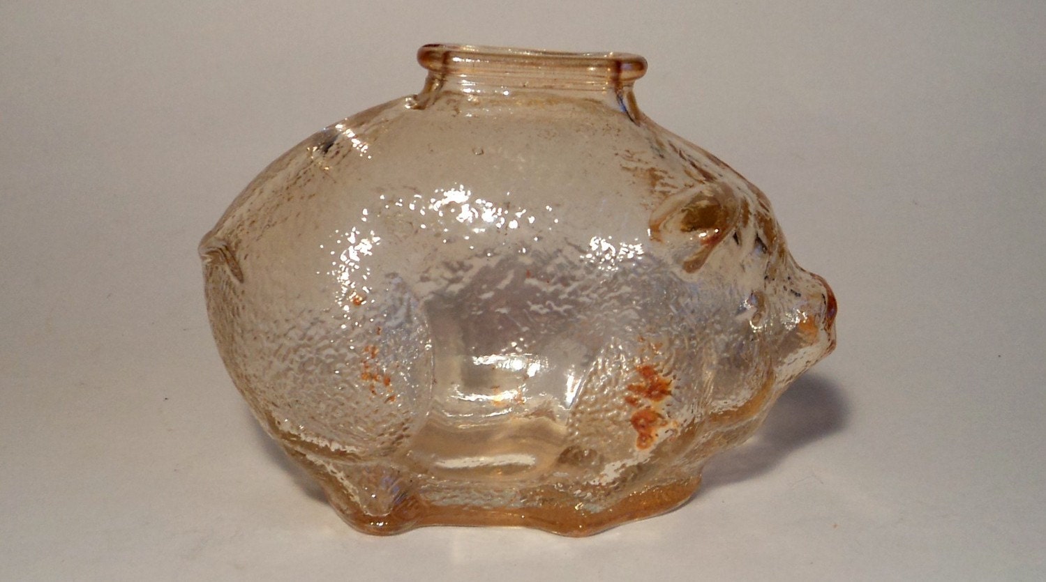Depression Glass Piggy Bank Vintage Small Glass Piggy Bank