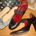 Vintage DONNA KARAN Pumps. Shoes. Black Leather Mary Jane's. chunky heels.Red leather lining.Couture Strappy Heels