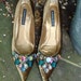 Fall Brown Suede Giant GLASS Slipper Shoes/ Bejeweled pumps/Vintage Ladies Shoes/ Italian CLAUDIA Ciuti /plush Velour /genuine leather