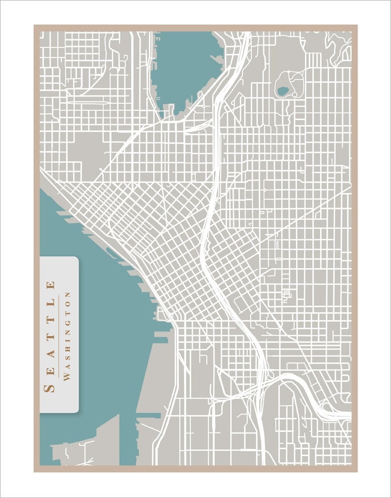 11x14 Seattle Street Map print
