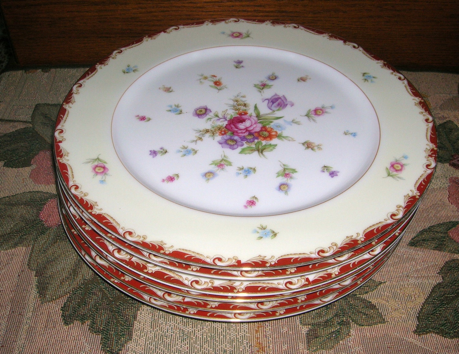 Vintage Sango China Paulette Pattern Dinner Plates 4